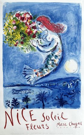 Lithograph Chagall - Nice, soleil, fleurs