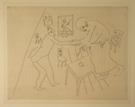 Engraving Chagall - (Nicolas Gogol, Les Ames Mortes,12)