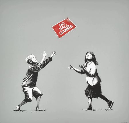 Screenprint Banksy - No Ball Games - grey
