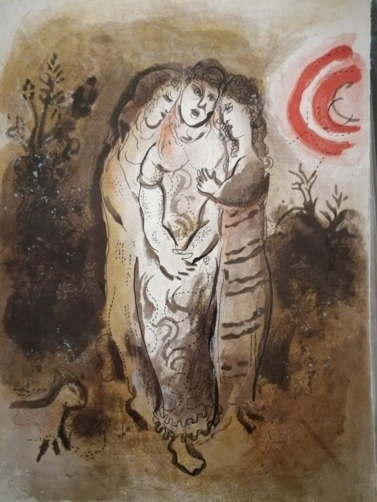 Lithograph Chagall - Noemie et ses belles filles