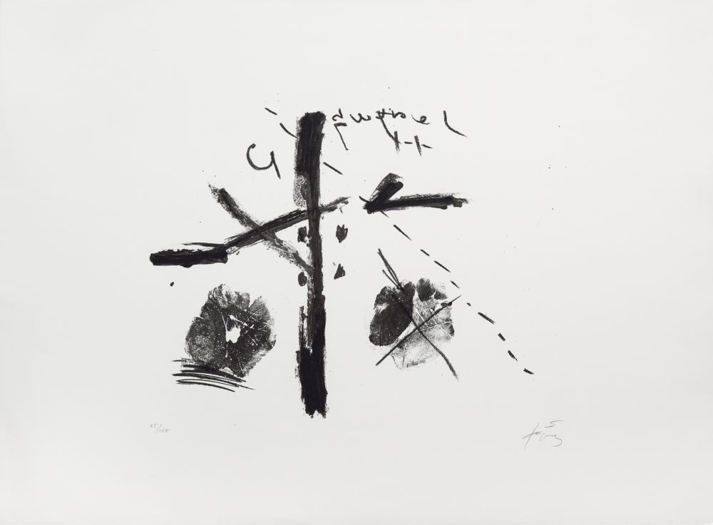 Lithograph Tàpies - Noir/fond blanc