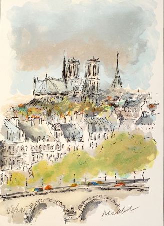 Lithograph Huchet - Notre-Dame de Paris