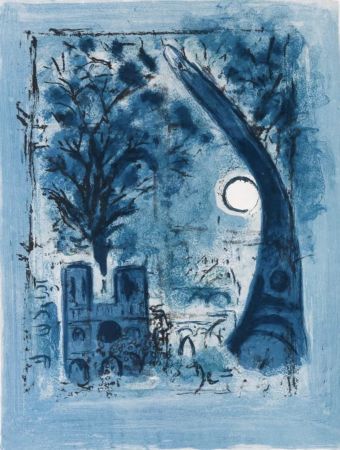 Lithograph Chagall - Notre-Dame et la Tour Eiffel