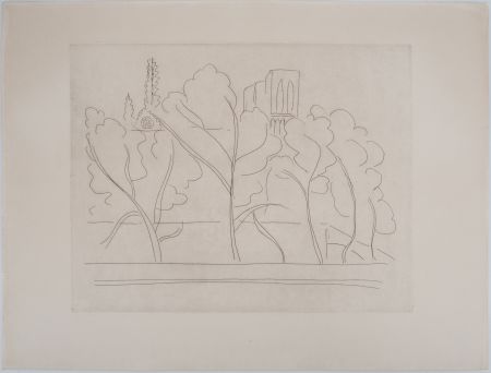 Etching Matisse - Notre Dame à travers les arbres