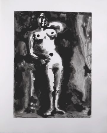 Aquatint Picasso - Nu accoudé, 1966 - A fantastic original large-size etching (Aquatint) by the Master!