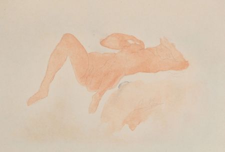 Lithograph Rodin - Nu allongé
