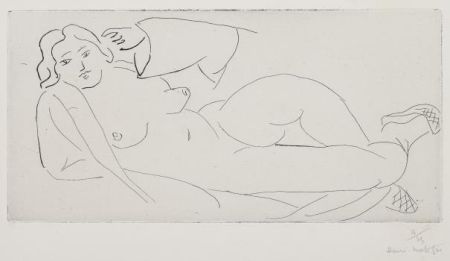 Etching Matisse - Nu allongé, aux babouches de paille tressée 