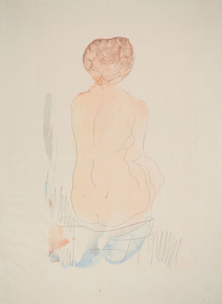 Lithograph Rodin - Nu assis