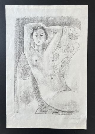 Lithograph Matisse - Nu assis dans un fauteuil au decor fleuri