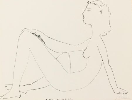 Lithograph Picasso - Nu assis, de profil
