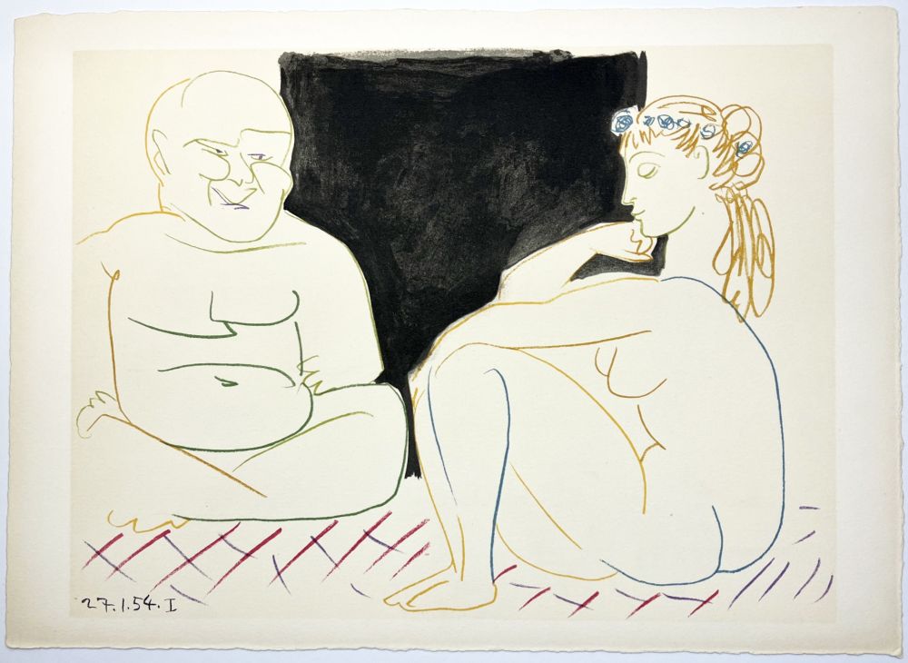 Lithograph Picasso - Nu assis et Bouddha (La Comédie Humaine - Verve 29-30. 1954).