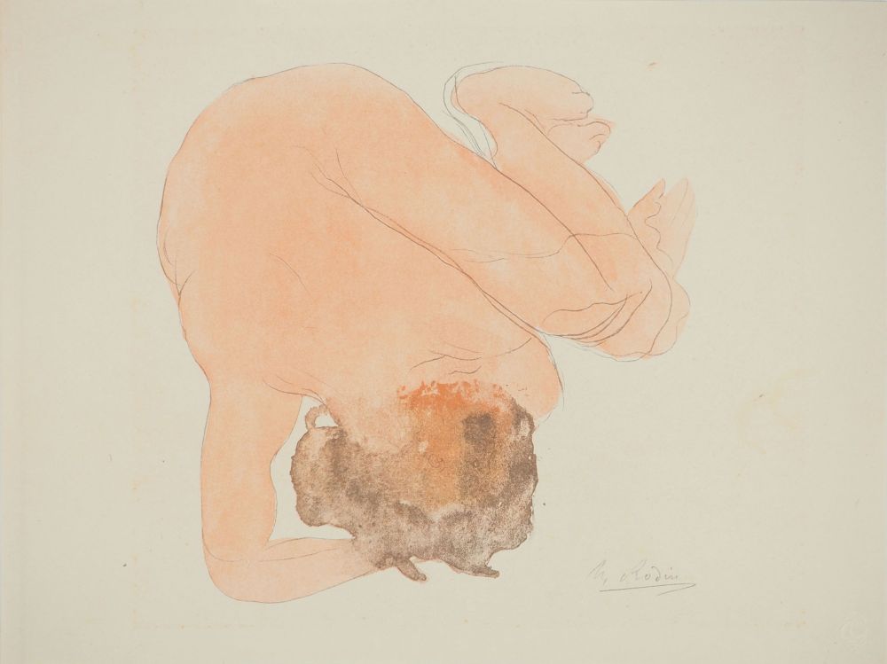 Lithograph Rodin - Nu assoupi