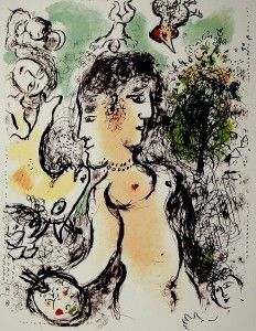 Lithograph Chagall - Nu au visage double