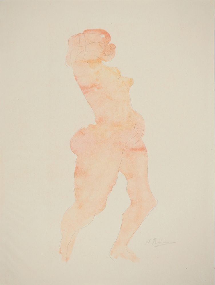 Lithograph Rodin - Nu dansant