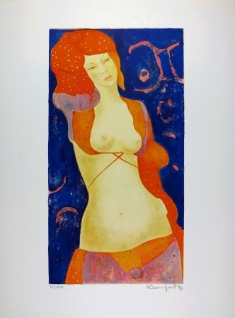 Lithograph Bonnefoit - Nu Orange / Orange Nude