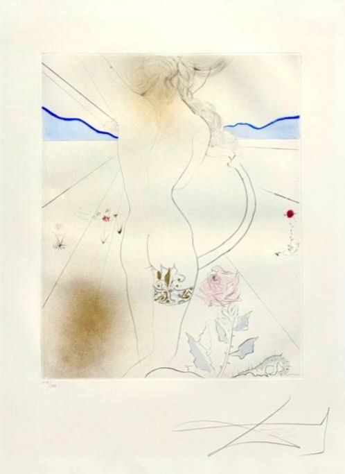 Etching Dali - Nu à la jarretière