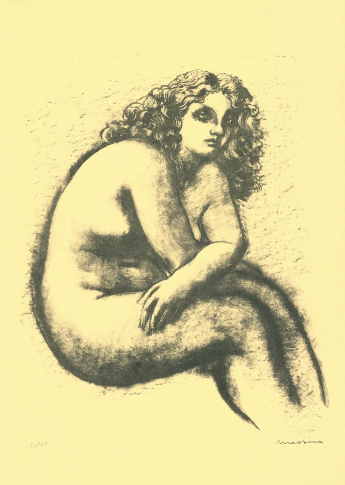 Lithograph Messina - Nude