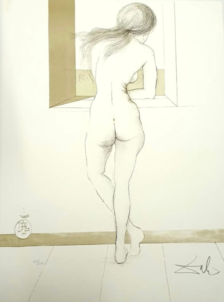 Lithograph Dali - Nude at the Window