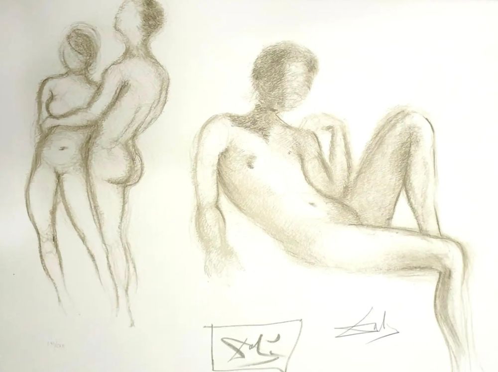 Lithograph Dali - Nude Couples