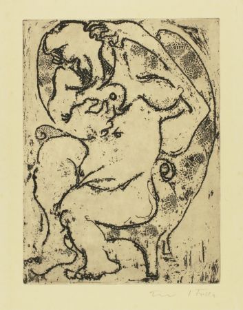 Etching Filla - Nude in an armchair
