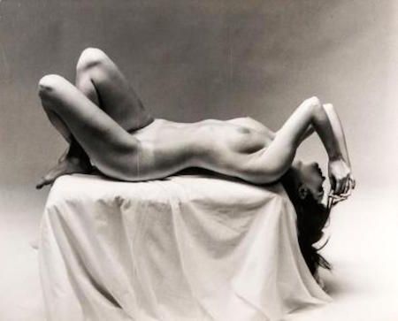 Photography De Dienes  - Nude Laying on Pedestal