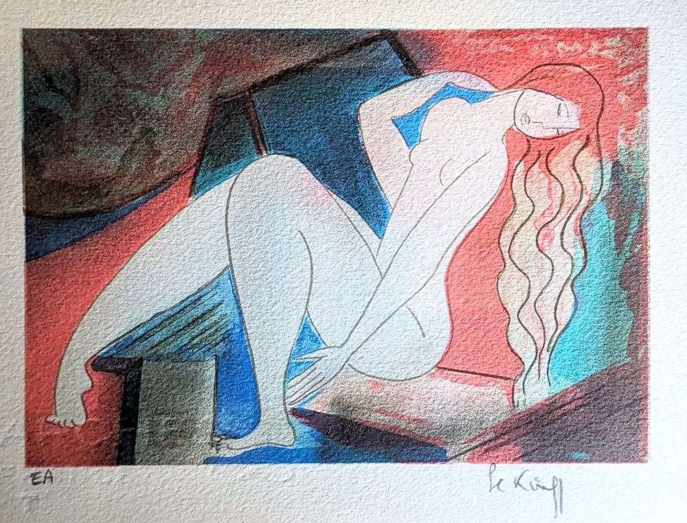 Lithograph Le Kinff - Nude, Lithograph in colours on Arches paper EA/Artist proof