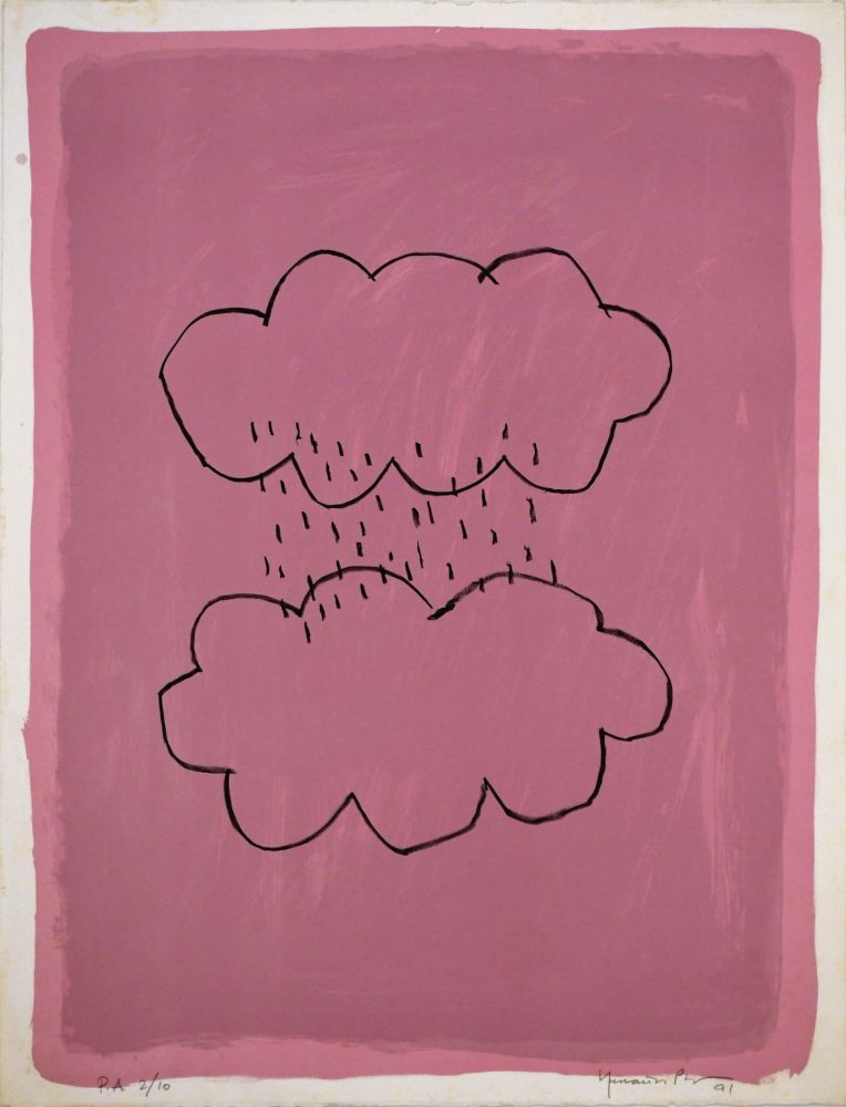 Lithograph Hernandez Pijuan - Núvols rosa