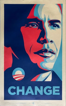 Screenprint Fairey - Obama Change