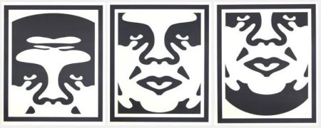 Lithograph Fairey - Obey 3 Face (White)