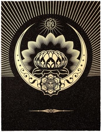 Screenprint Fairey - Obey Lotus Crescent (Black / Gold)