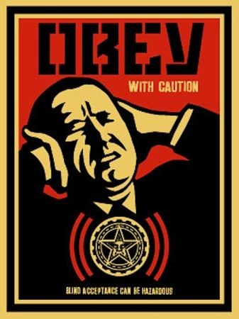 Screenprint Fairey - Obey with Caution 