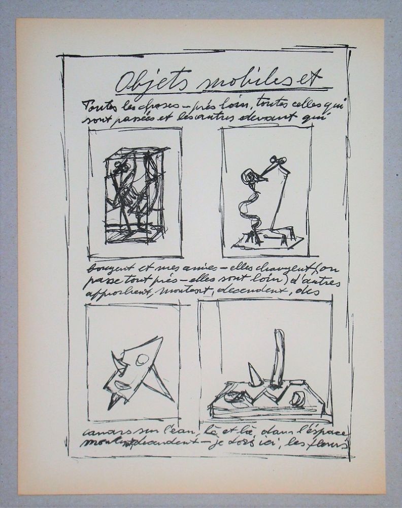 Lithograph Giacometti - Objets mobiles et muets Part I.