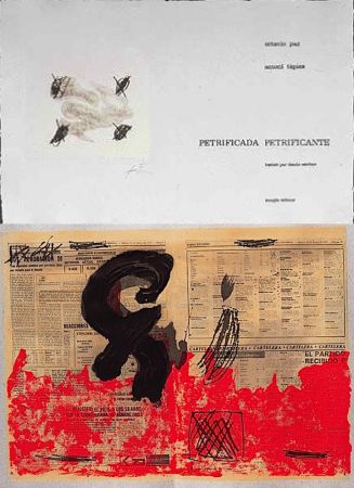 Illustrated Book Tàpies - Octavio PAZ: PETRIFICADA PETRIFICANTE. 8 gravures originales en couleurs (1978).