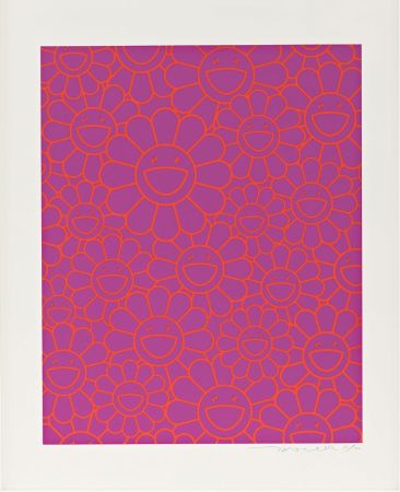 Screenprint Murakami - October Story (Lavender Orange Flowers)