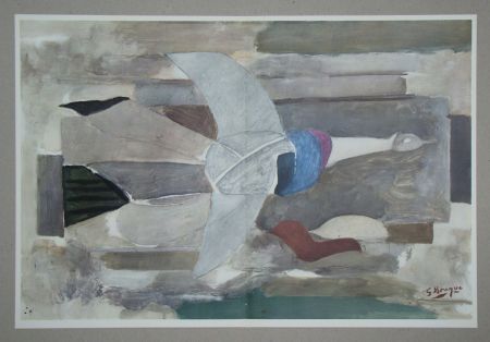 Lithograph Braque (After) - Oiseau