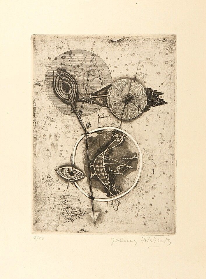 Engraving Friedlaender - Oiseau au cercle