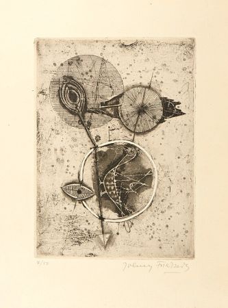 Engraving Friedlaender - Oiseau au cercle