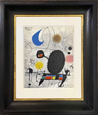 Etching And Aquatint Miró - Oiseau Solaire/ Oiseau Lunaire/ Êtincelles