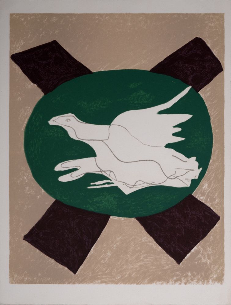 Lithograph Braque - Oiseau sur fond de X, 1975 - Deluxe Edition