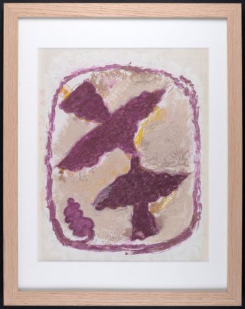 Lithograph Braque - Oiseaux Fulgurants, 1963 - Framed