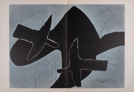 Lithograph Braque - Oiseaux sur fond noir, 1958