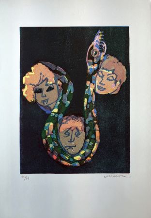 Linocut Maccari - Omissis XVI