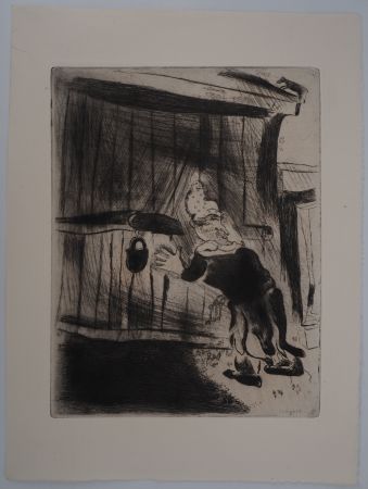 Etching Chagall - On frappe à la porte (Pliouchkine à la porte)