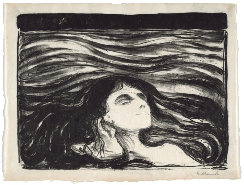 Lithograph Munch - On the waves of love