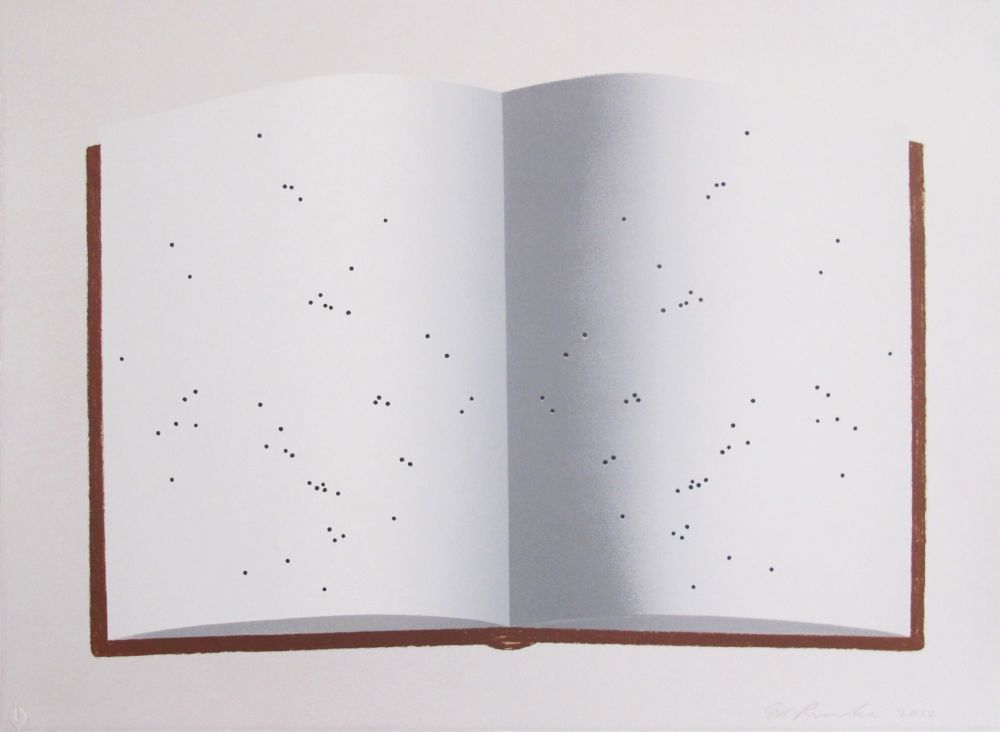 Lithograph Ruscha - Open Book With Worm Holes