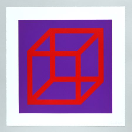 Linocut Lewitt - Open Cube in Color on Color Plate 05