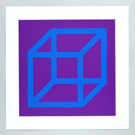 Linocut Lewitt - Open Cube in Color on Color Plate 13