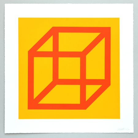Linocut Lewitt - Open Cube in Color on Color Plate 19