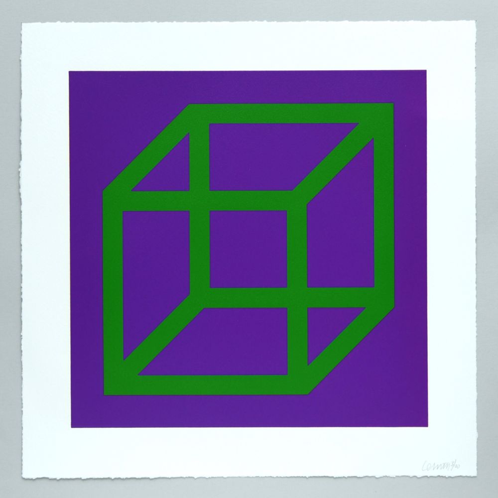Linocut Lewitt - Open Cube in Color on Color Plate 21