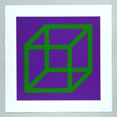 Linocut Lewitt - Open Cube in Color on Color Plate 21
